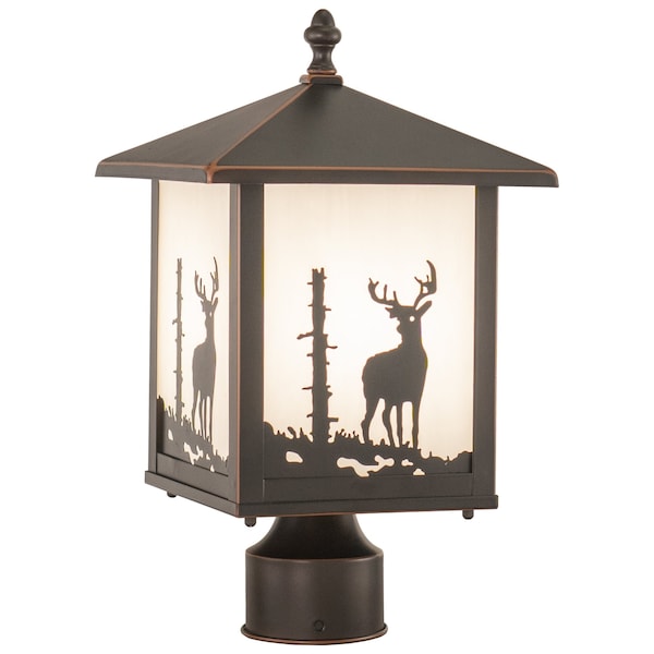 Vaxcel Bryce 1L Bronze Rustic Outdoor Deer Tree Post Light White Glass OP33585BBZ - main